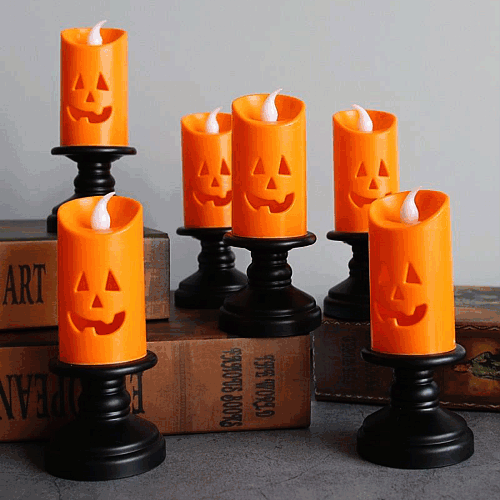 SIX Electric Pumpkin Candles
